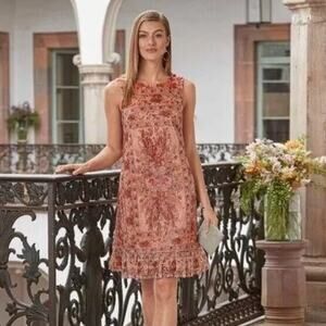 SUNDANCE Floral Glory Sequin Dress 20s Formal Flapper Ruffle Romantic Party XS